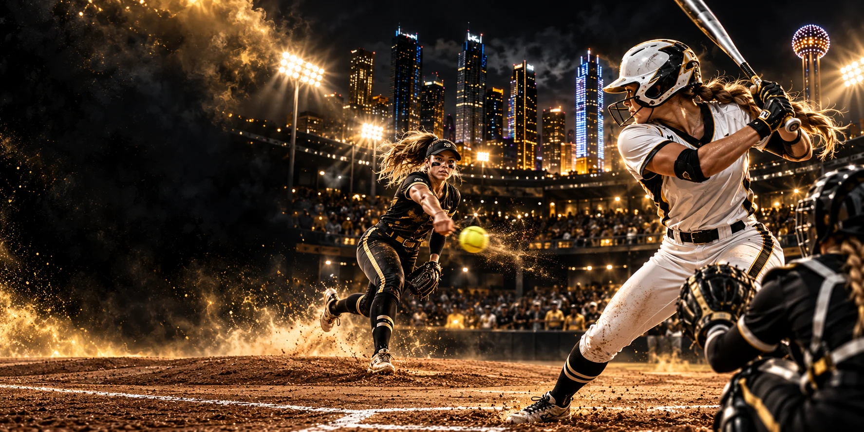Softball athletes in tournament competition